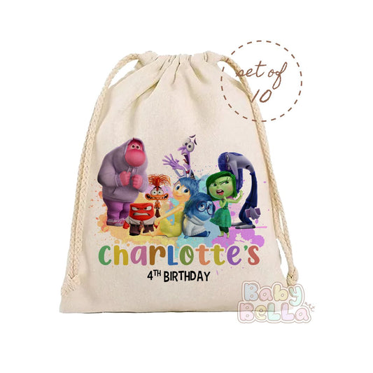 Inside Out Party Favor Bag - Personalized Emotional Theme Birthday Goodie Bag, Kids Party Supplies, Custom Favor Bag