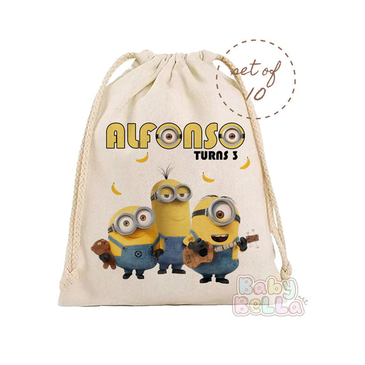 Minions Party Favor Bag - Personalized Minions Birthday Goodie Bag, Kids Party Supplies, Custom Favor Bag
