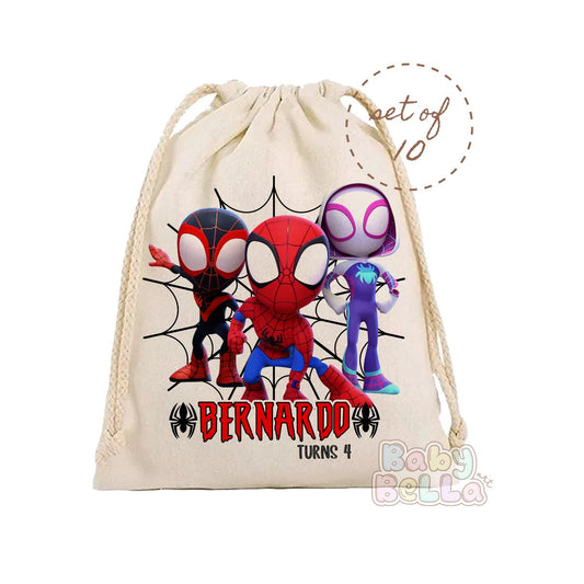 Spider-Man Party Favor Bag - Personalized Spider-Man Birthday Goodie Bag, Kids Party Supplies, Custom Favor Bag