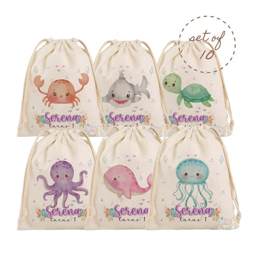 Under the Sea Party Favor Bag - Personalized Ocean Theme Birthday Goodie Bag, Kids Party Supplies, Custom Favor Bag