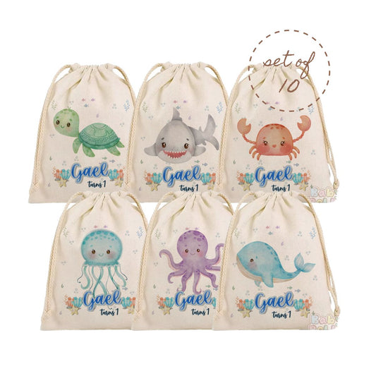 Under the Sea Party Favor Bag - Personalized Ocean Theme Birthday Goodie Bag, Kids Party Supplies, Custom Favor Bag