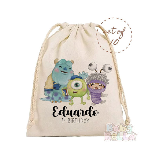 Monsters Inc Inspired Party Favor Bag - Personalized Monster Theme Birthday Goodie Bag, Kids Party Supplies, Custom Favor Bag