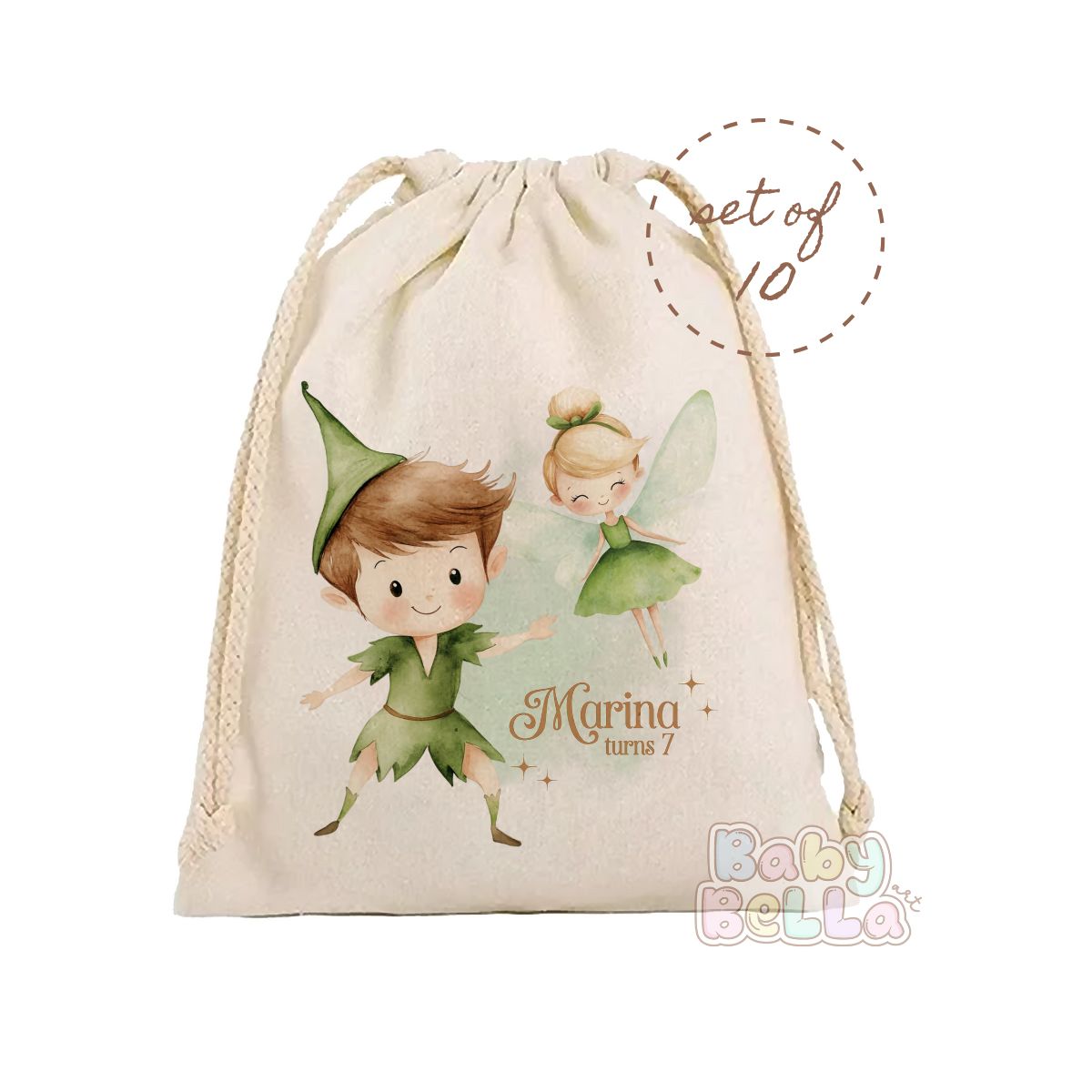 Neverland Party Favor Bag - Personalized Peter Pan Theme Birthday Goodie Bag, Kids Party Supplies, Custom Favor Bag