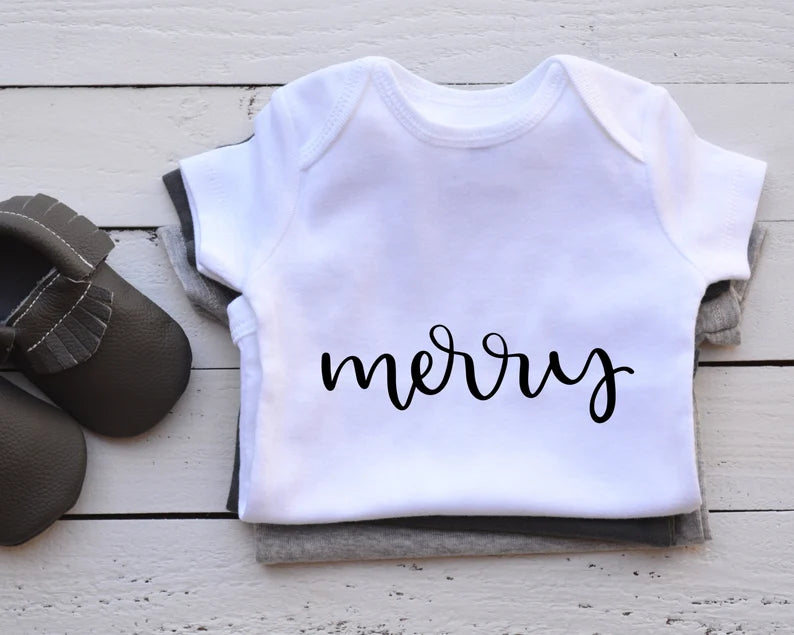 Christmas Onesie - Merry Onesie - Merry Christmas 2022 - Christmas Outfit - Merry Christmas Baby - Baby First Christmas Onesie